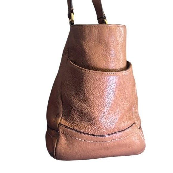 Coach Park Leather Carrie Tote - brass and sand colors with orange interior - Picture 5 of 9